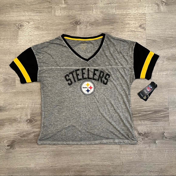NFL Pittsburgh Steelers Blocked V-Neck Tee - Picture 2 of 6